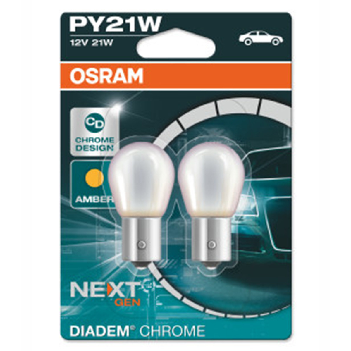 SIJAL PAR 12/ PY21W 7507DC-02B=2BL 21W ZUTA DIADEM BAU15S BLI2 OSRAM 