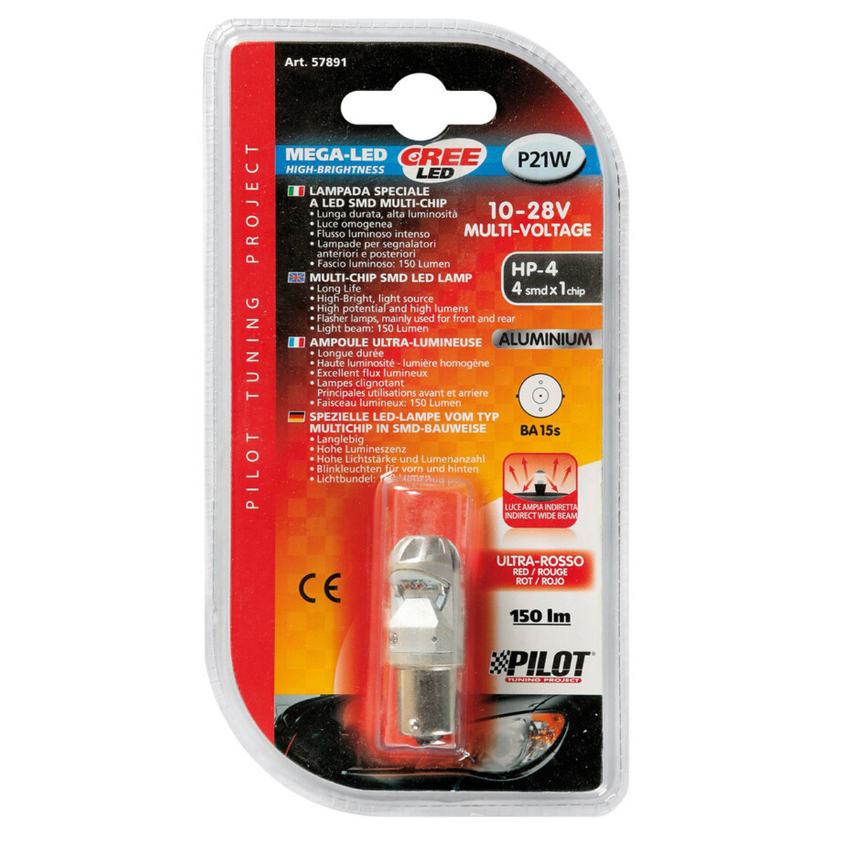 SIJ LED HP4 10-28V 21W 57891 MEGA LED  CRVENA LAMPA 