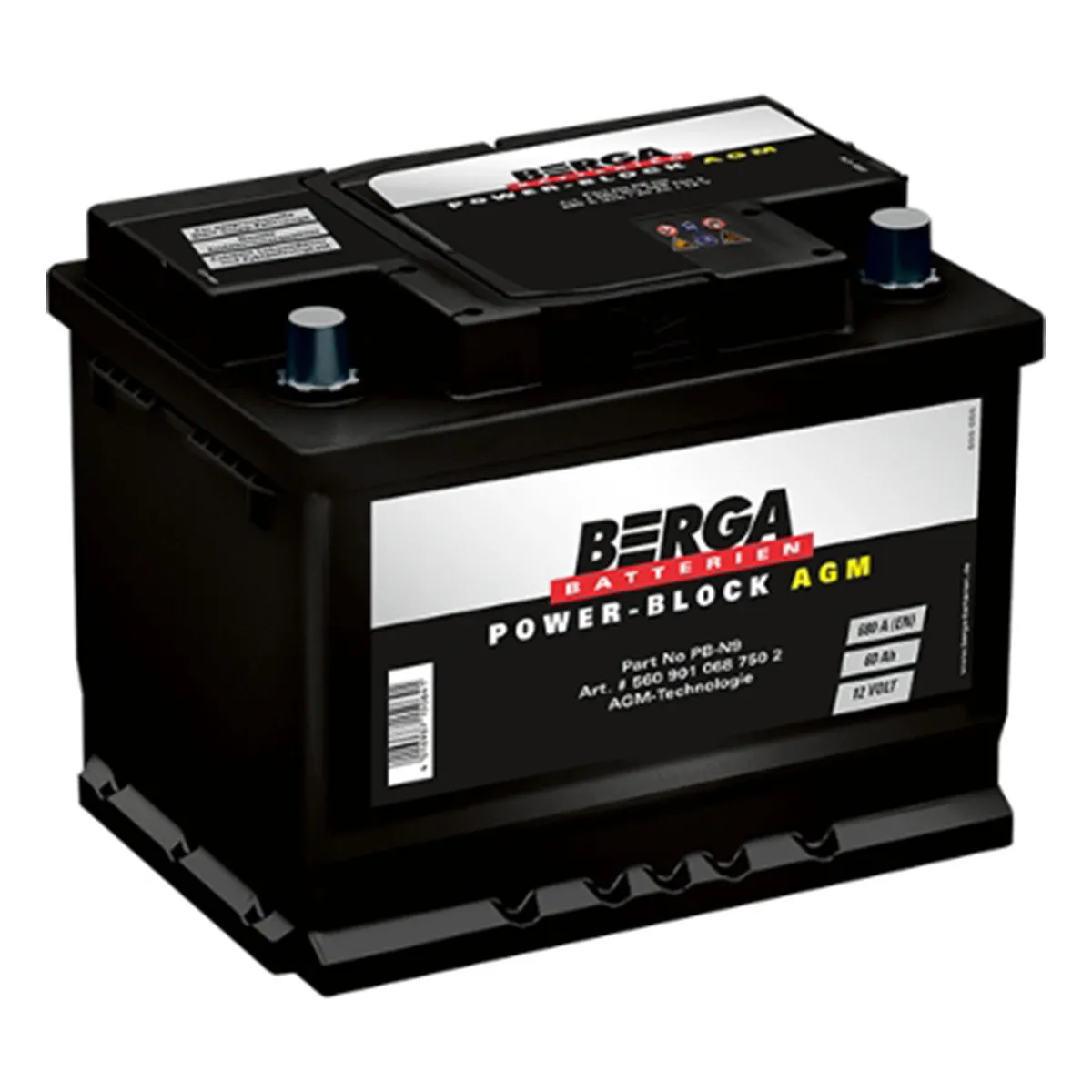 AKUMULATOR BERGA AGM START STOP 12V60AH D+ PB-N9 ( D52 EK600 ) 