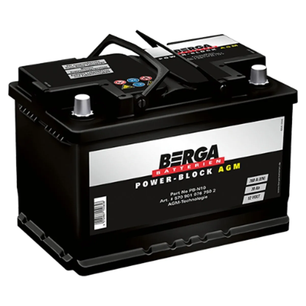 AKUMULATOR BERGA AGM START STOP 12V70AH D+ PB-N10 ( E39 EK700 ) 