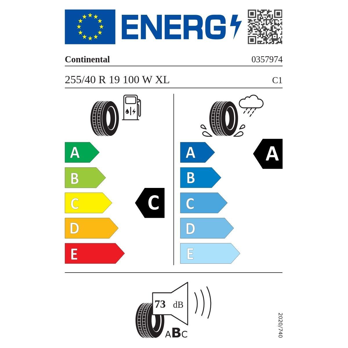 CONTI 255/40X19 100W XL FR SPORT CONTACT 5 VOL CA73 