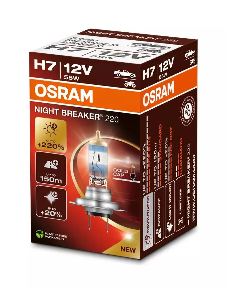 SIJAL 12/H7 64210NB220 55W NIGHT BREAKER GOLD LASER +220%  PX26D FS1 OSRAM 