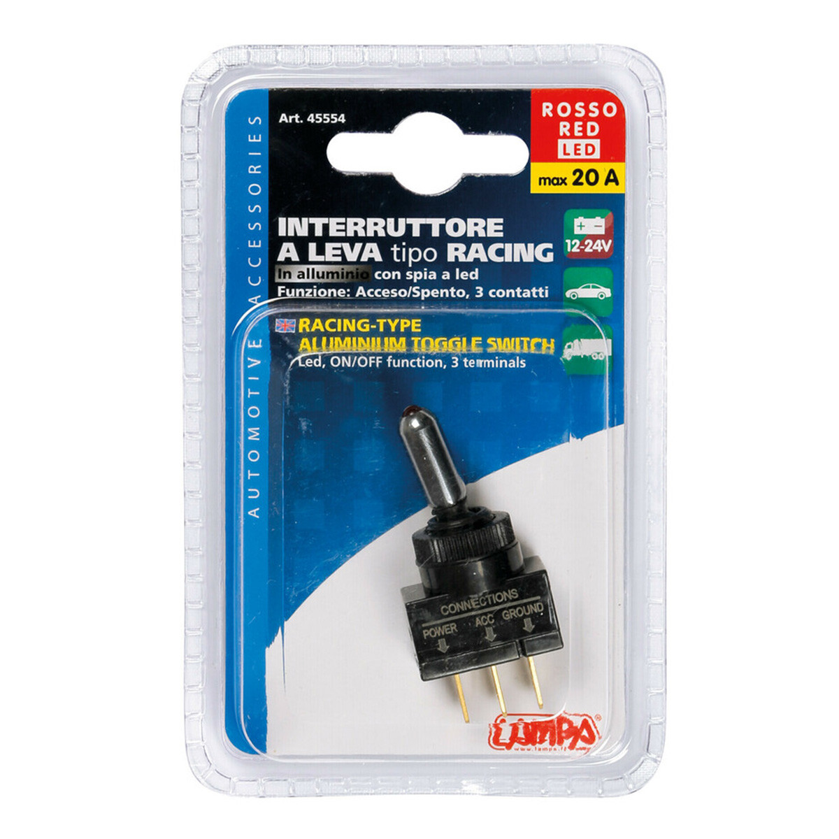 PREKIDAC 45554 LED CRVENO 20A FI12MM 
