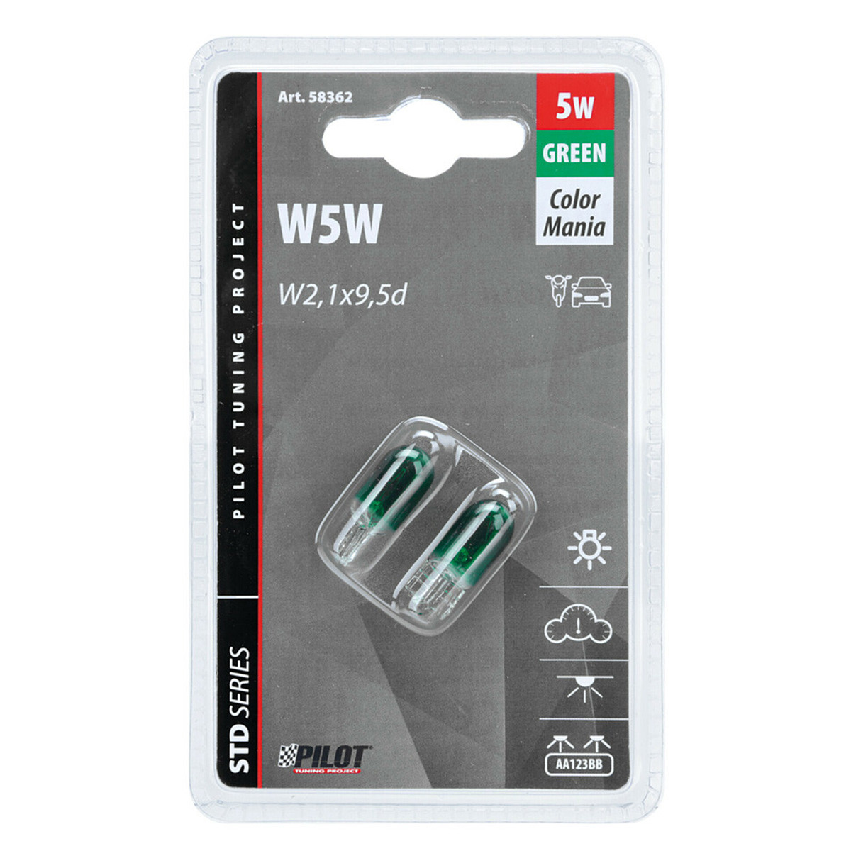 SIJ 12V5W T10 2.1W 58362 ZELENA PAR 