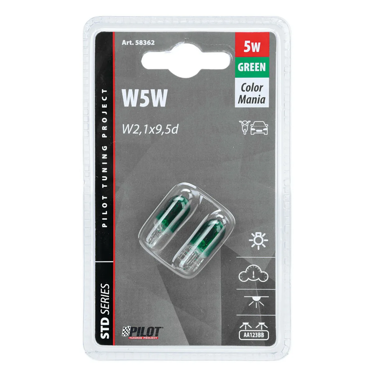 SIJ 12V5W T10 2.1W 58362 ZELENA PAR 