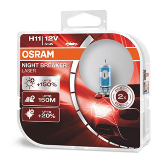 SIJAL PAR 12/H11 64211NL-HCB 55W 12V NIGHT BRAKER LASER +150% PGJ19-2 HCB2 OSRAM 