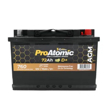 AKUM PROATOMIC AGM START STOP 12V72AH D+ 