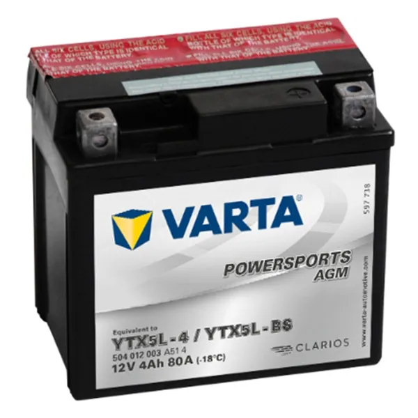 AKUM VARTA MOTO AGM 12V4AH D+ YTX5L-BS 