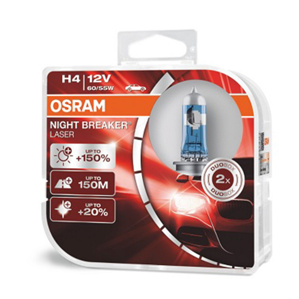 SIJAL PAR 12/ H4 64193NL-HCB 60/55W NIGHT BREAKER LASER +150% P43T HCB2BOX OSRAM 