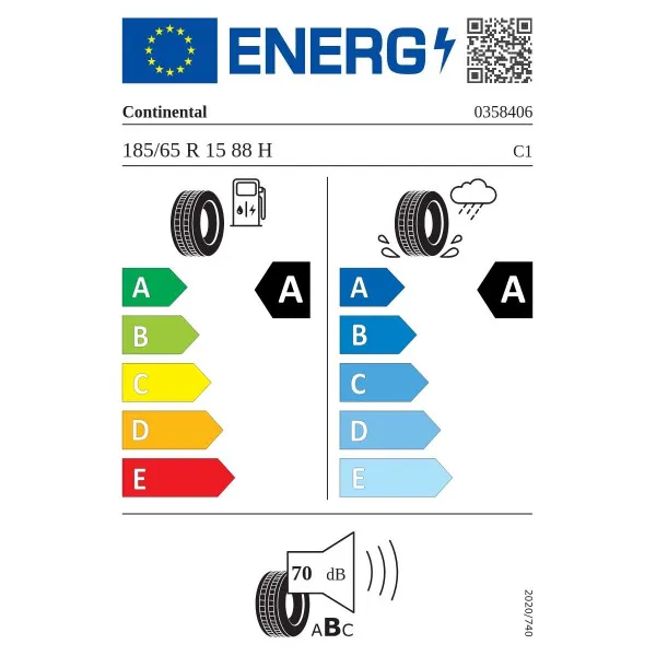 CONTI 185/65X15 88H ECO CONTACT 6 AA70 