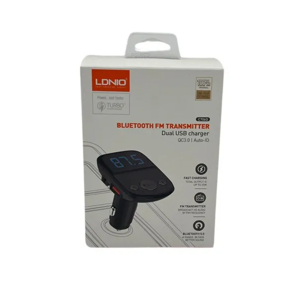 FM TRANSM DUAL USB CHARGER TYPE C + KABAL BLUETOOTH LDNIO 