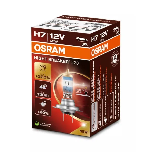 SIJAL 12/H7 64210NB220 55W NIGHT BREAKER GOLD LASER +220%  PX26D FS1 OSRAM 