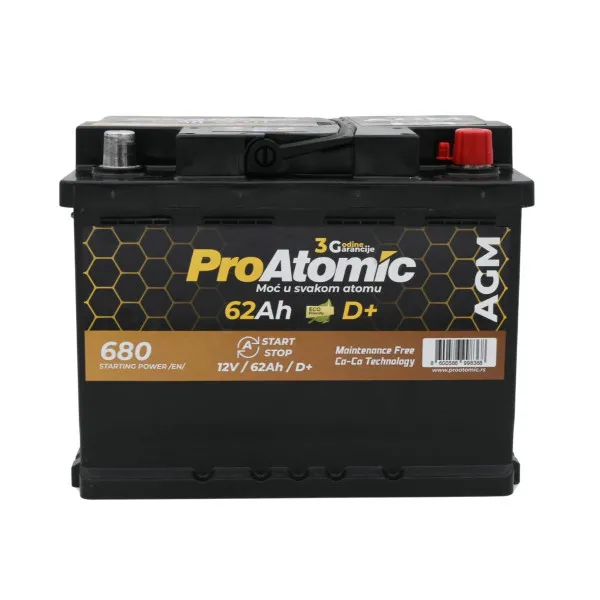 AKUM PROATOMIC AGM START STOP 12V62AH D+ 