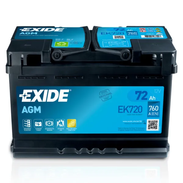 AKUM EXIDE AGM START STOP 12V72AH D+ EK720 ( EK700 70AH ) ( E39 ) 